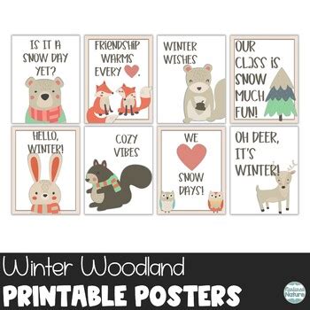 Woodland Animals Winter Bulletin Board Posters - Easy January Classroom ...