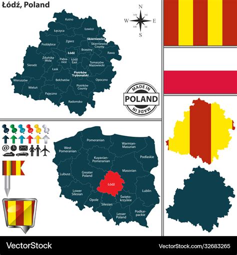 Map lodz poland Royalty Free Vector Image - VectorStock