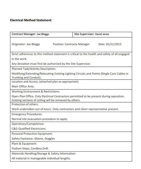 Electrical Installation Method Statement Template Free – williamson-ga.us