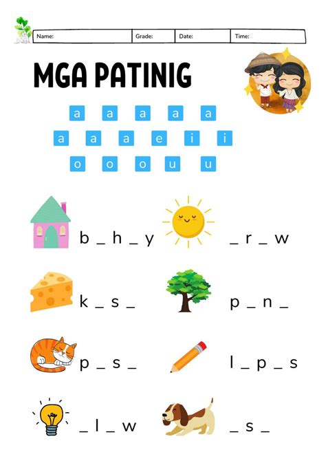 Patinig Worksheetfree Filipino Worksheets For Pre K And Grade 1 | Porn ...