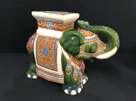 CERAMIC PAINTED ELEPHANT STATUE 17" TALL - Able Auctions