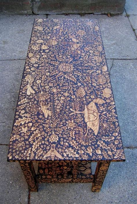 Wood burned coffee table | Burnt coffee table, Wood burning art ...