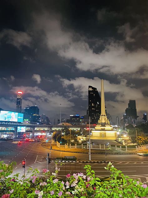 Night view of Victory Monument in Bangkok. In my view, it is one of the central locations for ...