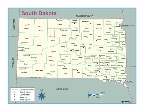 South Dakota County Outline Wall Map – MAD MAPS