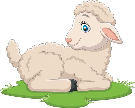 Cartoon happy lamb sitting on the grass 7271067 Vector Art at Vecteezy