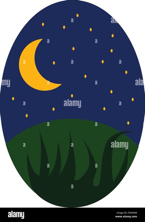 An illustration of the night sky with the crescent moon and stars ...