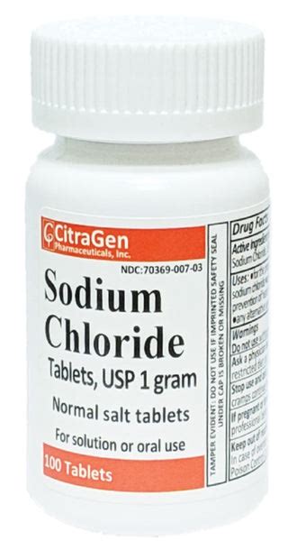 Sodium Chloride Tablets 1 gm, USP Normal Salt Tablets - 100 Tablets – CitraGen - OTC Spin