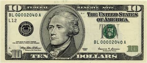 Real 10 dollar bill (2) Actual Size Image