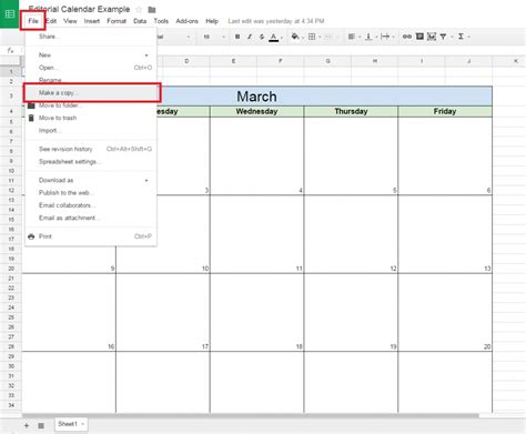 Google Sheets Calendar Templates | Example Calendar Printable