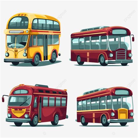 Buses Clipart Sets Of Cartoon Commuter Buses Isolated On White Background Vector, Cartoon ...