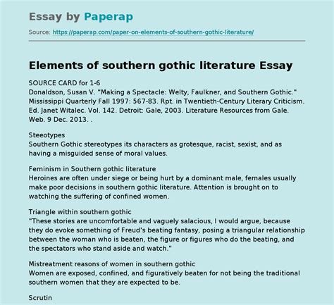 Elements of southern gothic literature Free Essay Example