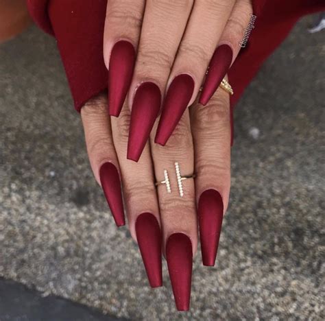 Pin by BærbieAmbition on BARBIENAILS | Red acrylic nails, Coffin nails matte, Matte nails design