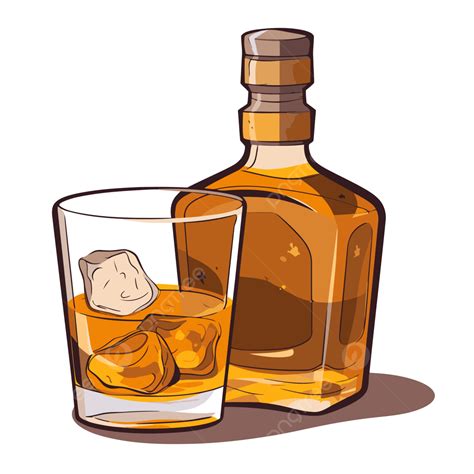 Botella De Whisky Bourbon Clipart Y Vaso Con Café Helado En Dibujos Animados De Ilustración ...