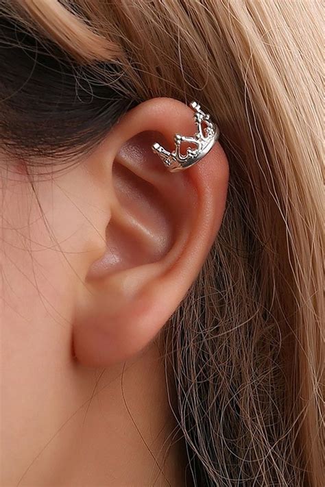 Adelaide Cute Crown Ear Cuff Earring | Ear cuff earings, Silver earring ...