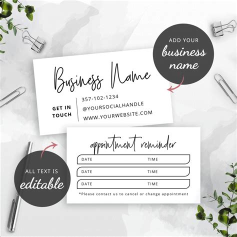 Appointment Card Template - DIY Customer Booking Card Design