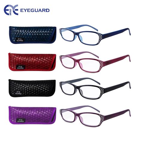 EYEGUARD Women Reading Glasses Readers 4 Pack Beautiful Transparent Colorful Bright Crystal ...