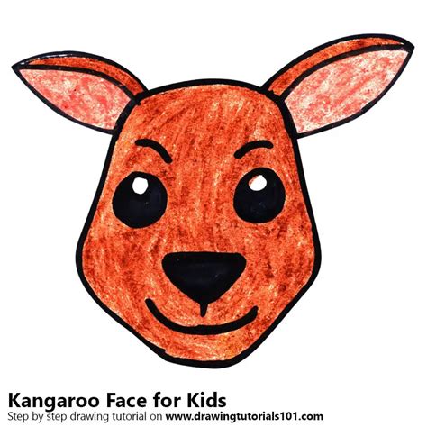Learn How to Draw a Kangaroo Face for Kids (Animal Faces for Kids) Step by Step : Drawing Tutorials