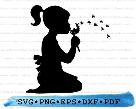 Girl Blowing Dandelion Svg Flower Girl Silhouette Little - Etsy Australia