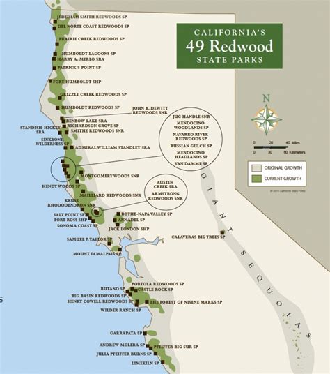 Map Of Pacific Coast Through Redwood National Park. | Pacific Coast ...