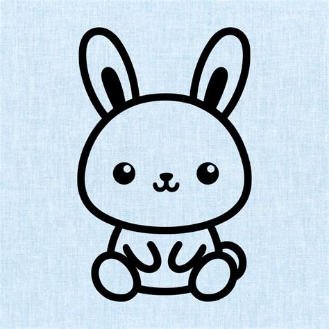 Cute Happy Cartoon Baby Bunny Rabbit Sitting SVG Vector Clipart Cut File