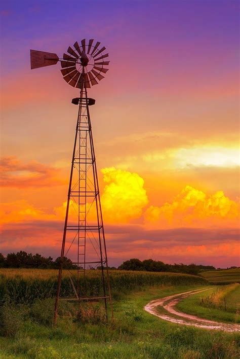 Sunset.Sunrise | Farm windmill, Old windmills, Windmill pictures