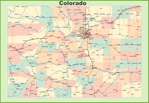 Map of Colorado with cities and towns