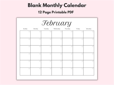 Calendars & Planners Instant Download Printable Calendar Minimalist ...