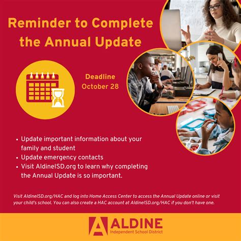 Attention Aldine ISD Families: Parents, Legal Guardians Need to Complete Annual Update; Deadline ...