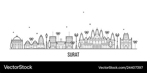 Surat skyline gujarat india city buildings Vector Image