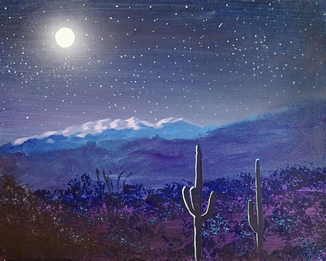 Arizona Desert Moonlight Painting by Chance Kafka | Fine Art America