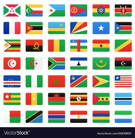 African countries flags icons set Royalty Free Vector Image