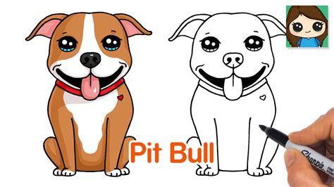 How to Draw a Pit Bull Puppy Dog Easy - YouTube