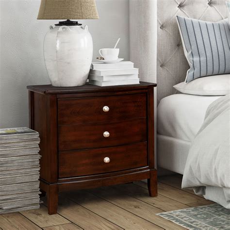 Furniture of America Kami Transitional Cherry Solid Wood Nightstand - Walmart.com - Walmart.com