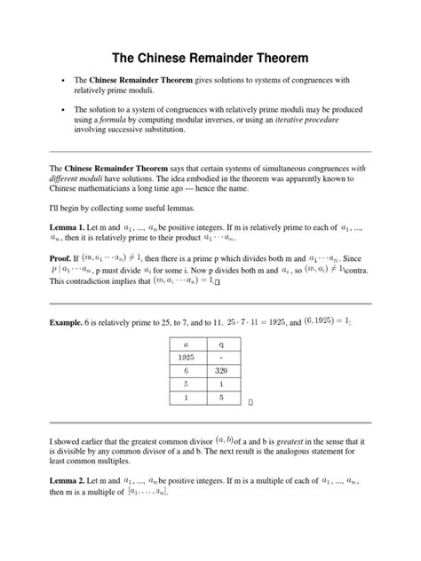 The Chinese Remainder Theorem | Numbers | Abstract Algebra