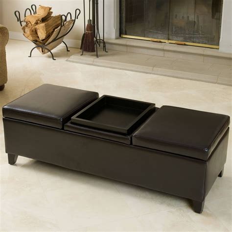 Best 30+ of Brown Leather Ottoman Coffee Tables with Storages