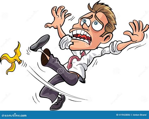 Cartoon Businessman Slipping On A Banana Peel Stock Illustration ...