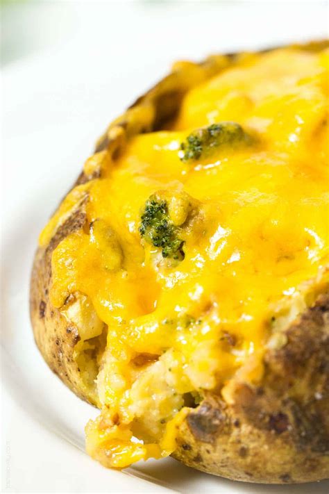 Broccoli Cheddar Stuffed Baked Potato with Chicken - Tastes Lovely