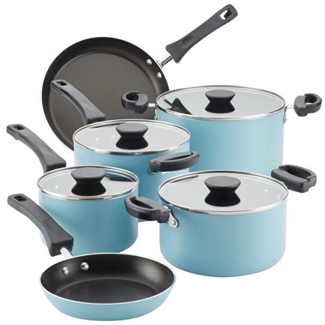 Farberware 10-Piece Neat Nest Space Saving Nonstick Pots and Pans Set ...