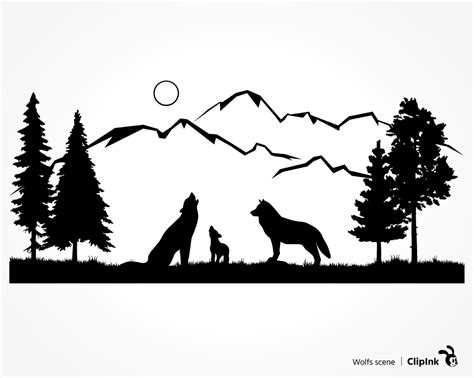 Wolf scene svg, Wolfs nature scene | svg, png, eps, dxf, pdf - ClipInk