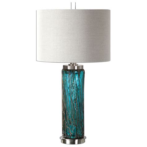 Teal glass lamp - creation of harmony within the room | Warisan Lighting