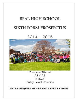 Fillable Online bealhighschool co SIXTH FORM OPTIONS - Beal High School ...