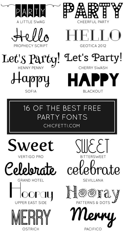 16 Free Party Fonts | Party font, Fancy fonts, Cricut fonts