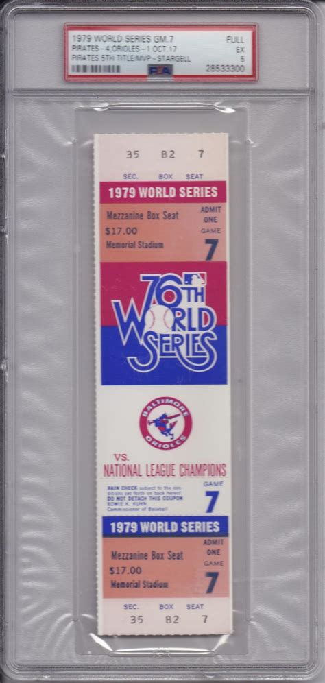 1979 World Series Clinching Game 7 Full Ticket. PSA | AndyImperato.com