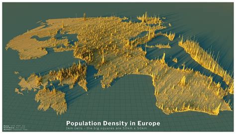 Europe Population Density in 3D - Vivid Maps