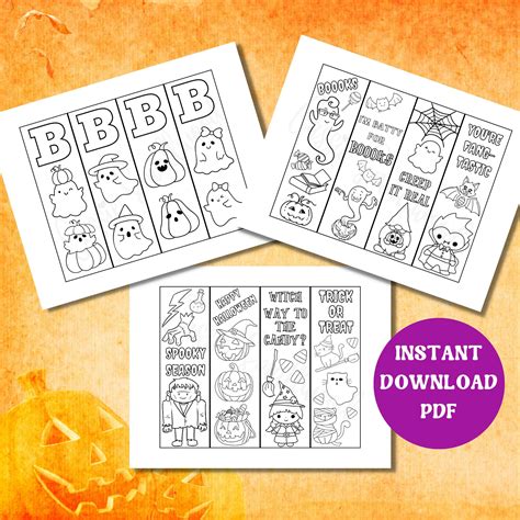 Printable Halloween Coloring Bookmarks for Kids Halloween - Etsy