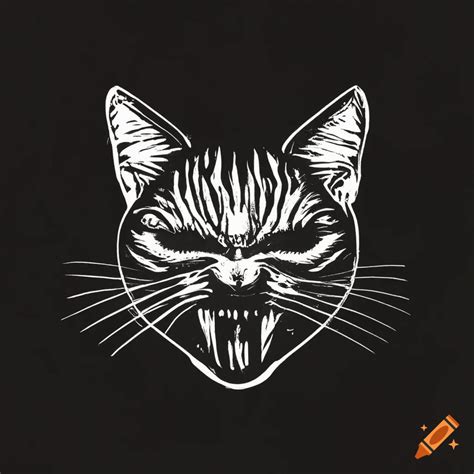 Linocut horror cat face logo on Craiyon