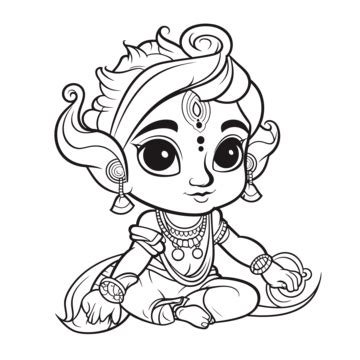 Little Krishna Drawing PNG Transparent Images Free Download | Vector ...