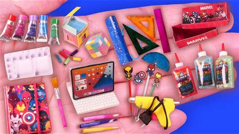 22 DIY Miniature School Supplies Ideas, Art set and More~ Hacks and Crafts~!! - YouTube