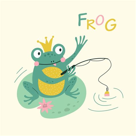 Fishing frog. Vector cartoon illustrations 19487728 Vector Art at Vecteezy