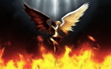 Painting of angel devil over fire, angel, artwork, fantasy art, Devil HD wallpaper | Wallpaper Flare